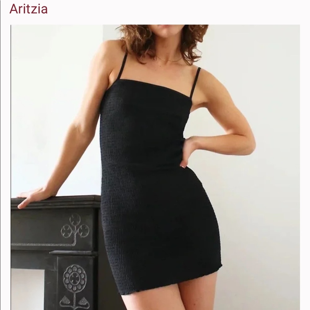 NWT $98 Aritzia Wilfred Jazz Stretch Camisole Black Mini Dress Size Small